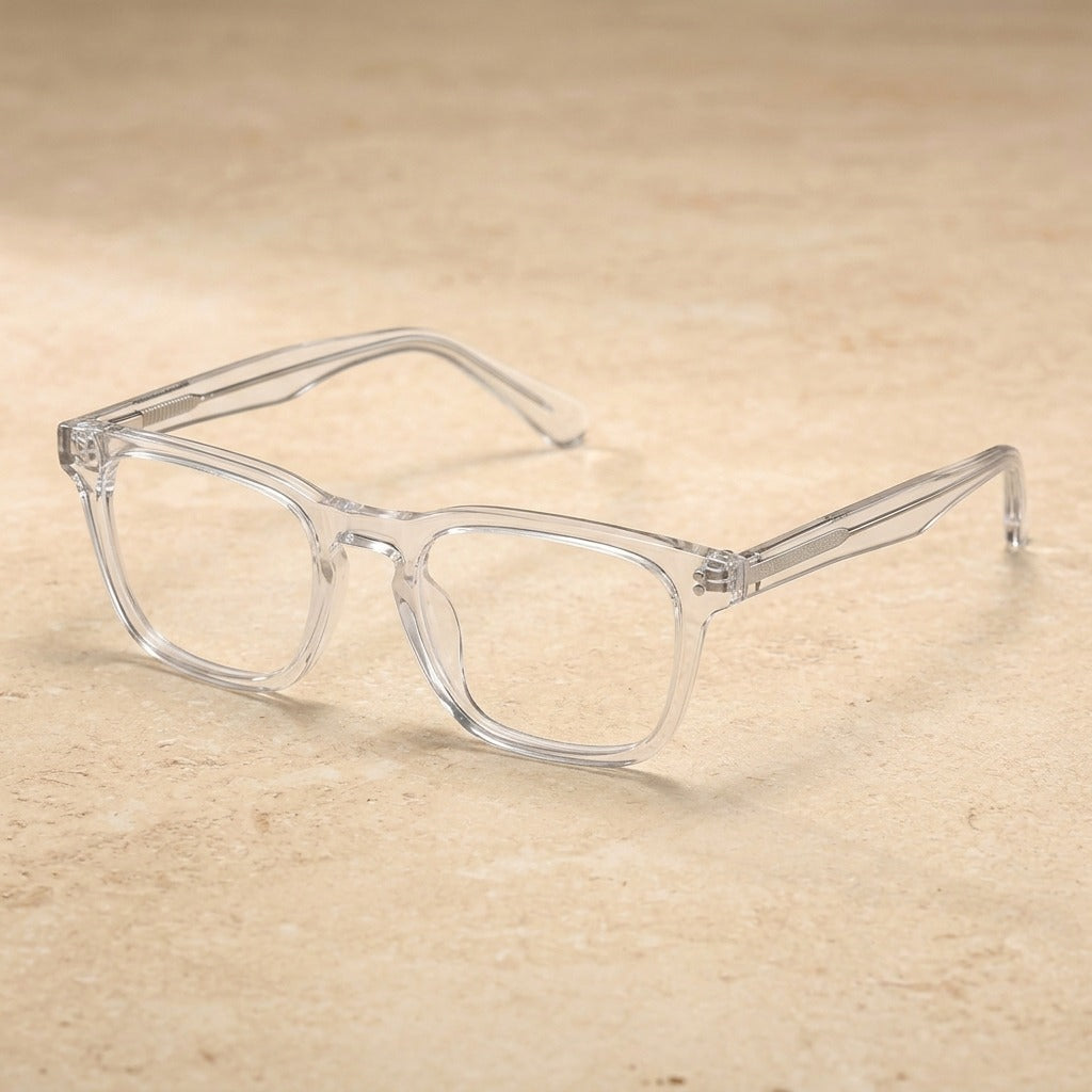 Kansept Unisex Full Rim Square Tr 90 Alloy Reading Glasses 67022 LS022C2 CRYSTAL