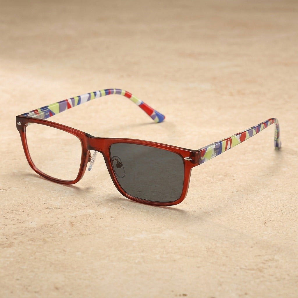 Kocolior Women's Full Rim Square Pc Alloy Photochromic Reading Glasses 525004 — PHOTO Red