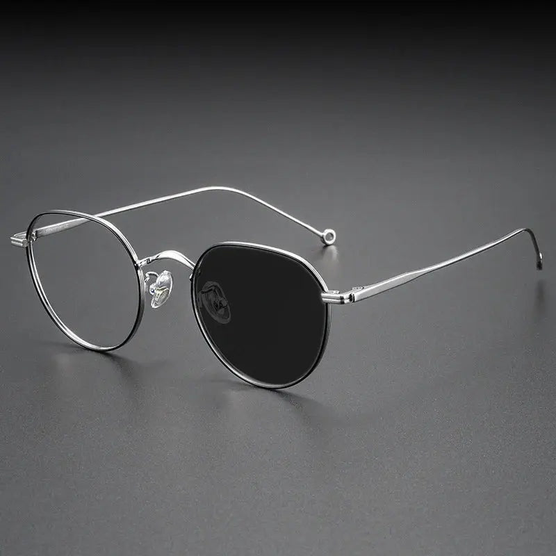 Kocolior Women's Full Rim Flat Top Round Titanium Photochromic Reading Glasses 513125 — Photochromic B S