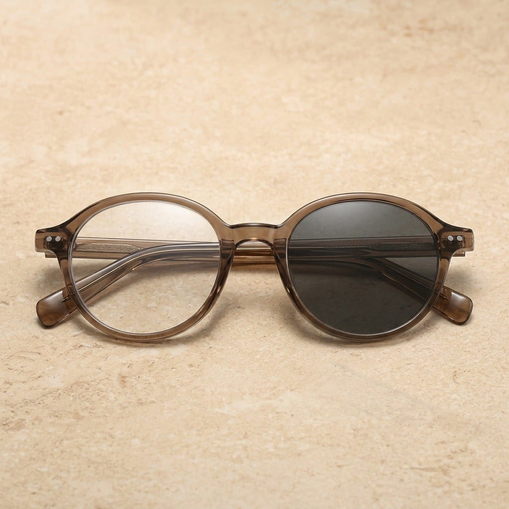 Kocolior Women's Full Rim Round Acetate Photochromic Reading Glasses 511018 — Photochromic Tea