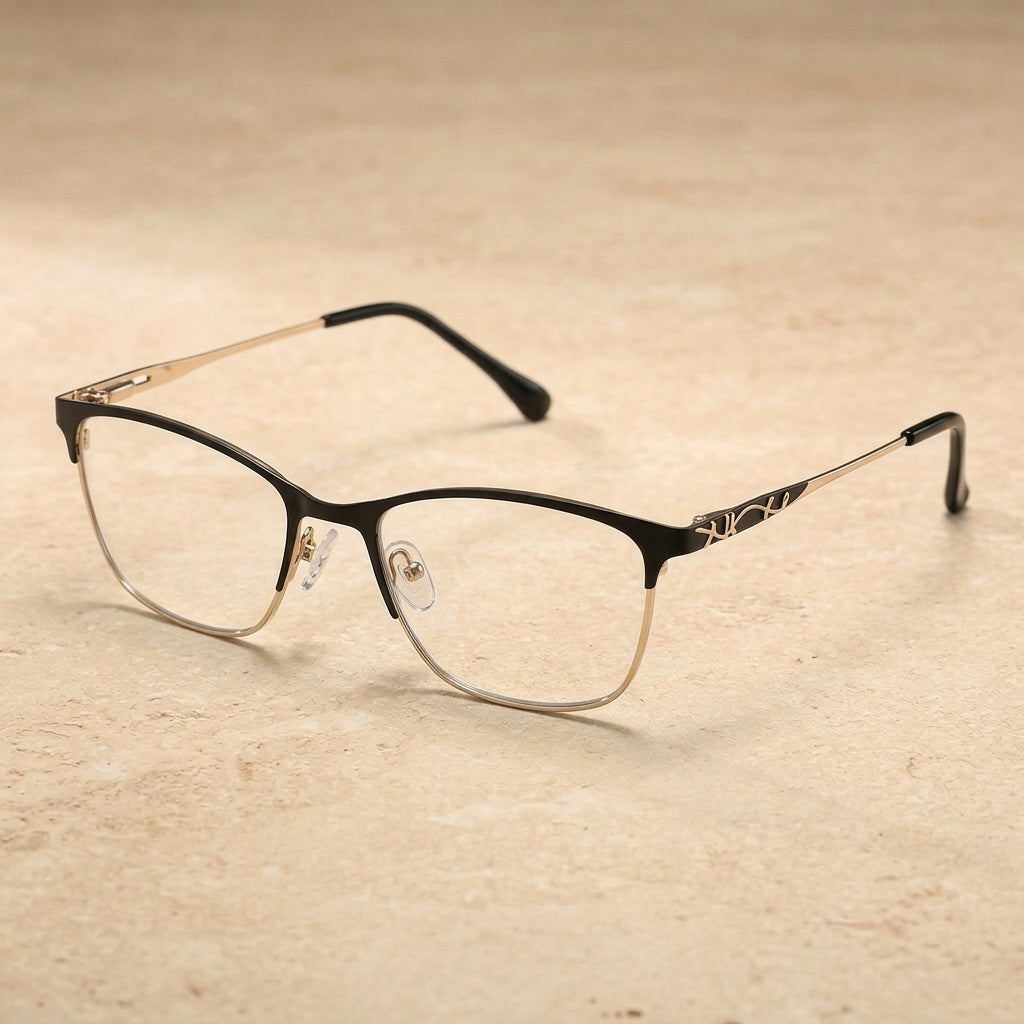 Kansept Women's Full Rim Square Alloy and Acetate Reading Glasses 42198 — view 1 | Kansept at FuzWeb
