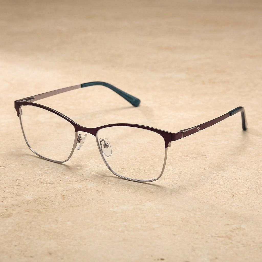 Kansept Women's Semi Rim Square Acetate Frames 220600 TF2206C PURPLE