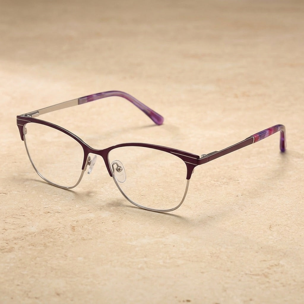 Kansept Women's Semi Rim Cat Eye Acetate Frames 221500 TF2215C3 PURPLE