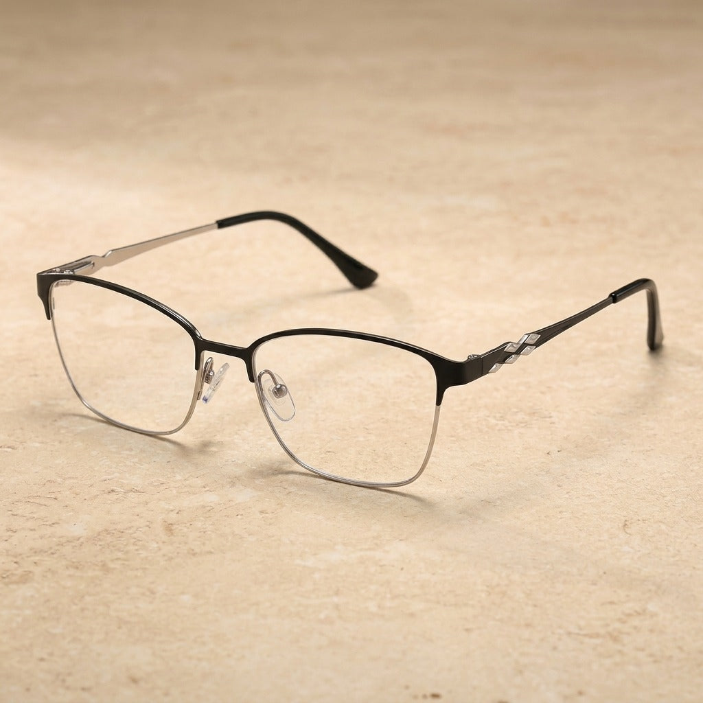 Kansept Women's Semi Rim Square Acetate Frames 222100 TF2221C1 BLACK