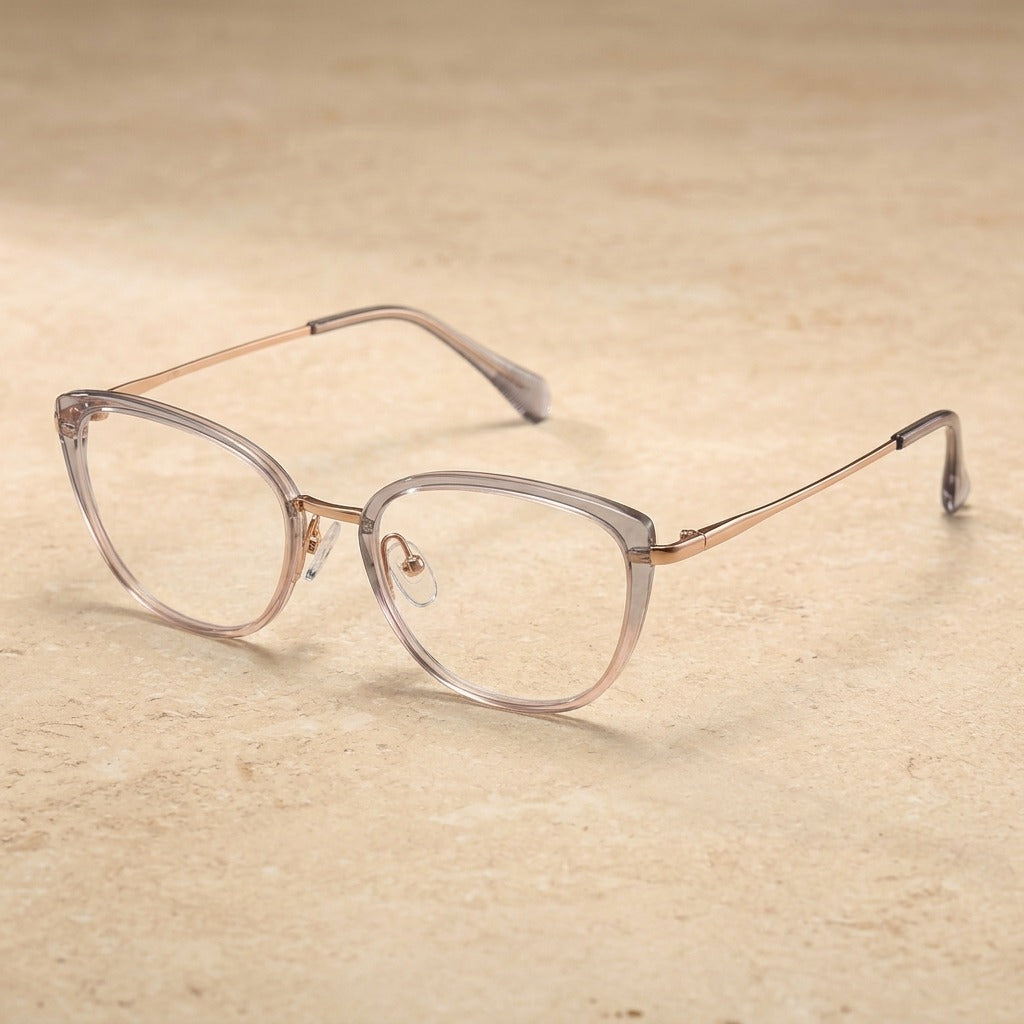 Kansept Women's Full Rim Oval Cat Eye Tr 90 Alloy Reading Glasses 75740 TQ5740C4 GRAY PINK