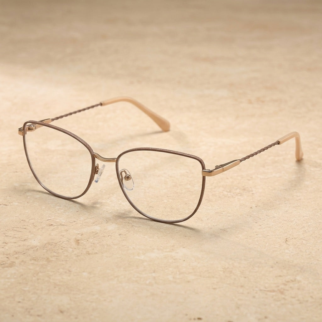Kansept Women's Full Rim Oval Metal Frames 019600 YJ0196C2 COFFEE