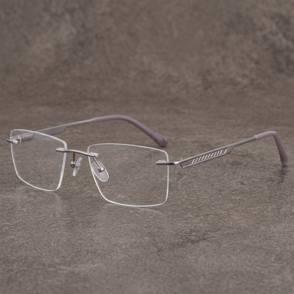 Kansept Women's Rimless Square Alloy Reading Glasses 72601 YT2601C2 GUN