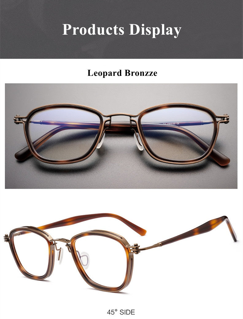 Chashma Ottica Unisex Full Rim Square Acetate Titanium Eyeglasses 795861 FuzWeb