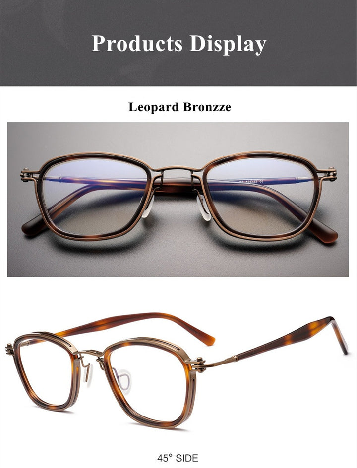 Chashma Ottica Unisex Full Rim Square Acetate Titanium Eyeglasses 795861 FuzWeb