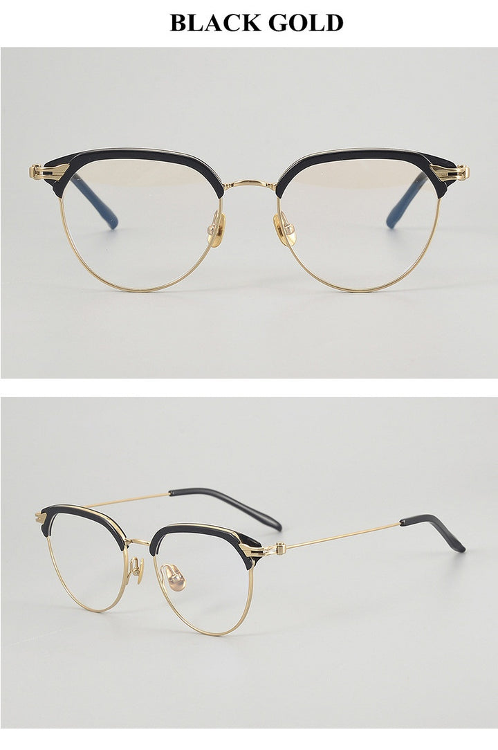 Chashma Unisex Full Rim Oval Round Acetate Titanium Eyeglasses 882410.