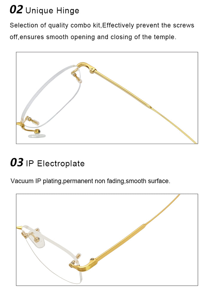 Krasivyy Unisex Rimless Oval Titanium Eyeglasses 2280.