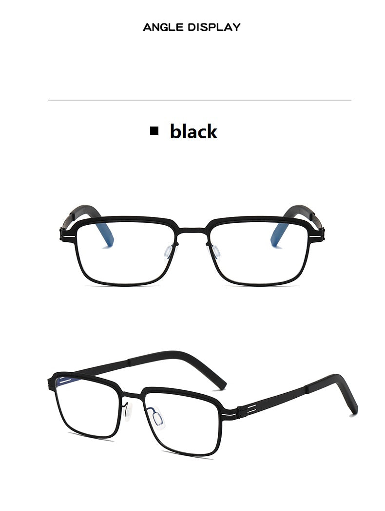 Bobbie Unisex Full Rim Square Screwless Steel Acetate Eyeglasses 165038.