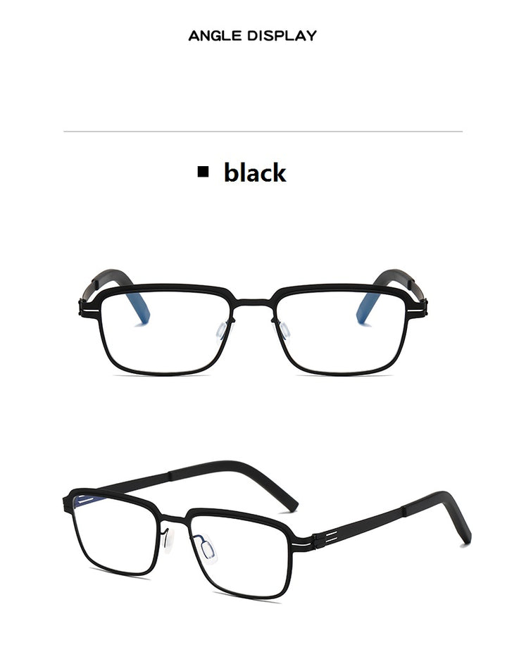 Bobbie Unisex Full Rim Square Screwless Steel Acetate Eyeglasses 165038.