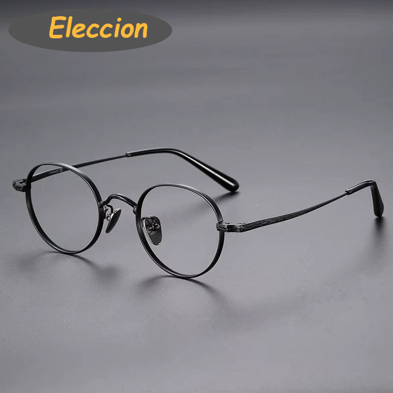 Eleccion Unisex Full Rim Round Titanium Eyeglasses 14022