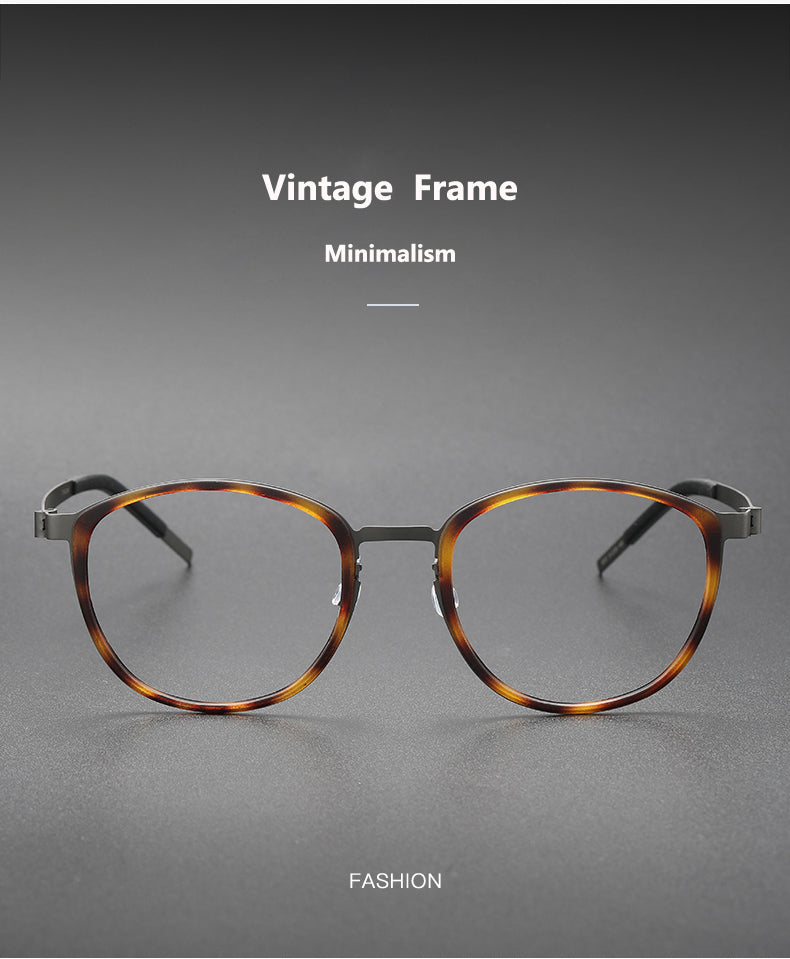 Oveliness Unisex Full Rim Round Screwless Titanium Eyeglasses 9737.