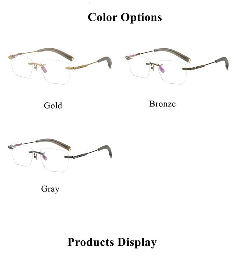 Chashma Ottica Mens Rimless Square Titanium Eyeglasses 808146 — view 2 | Chashma Ottica at FuzWeb