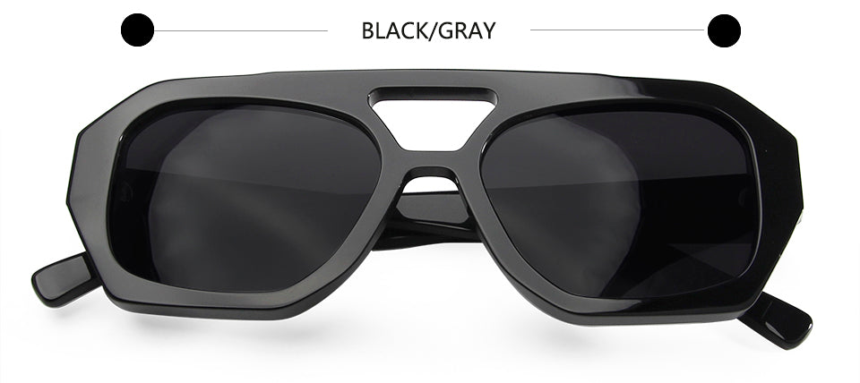 Esnbie Unisex Full Rim Square Double Bridge Acetate Sunglasses 230381.