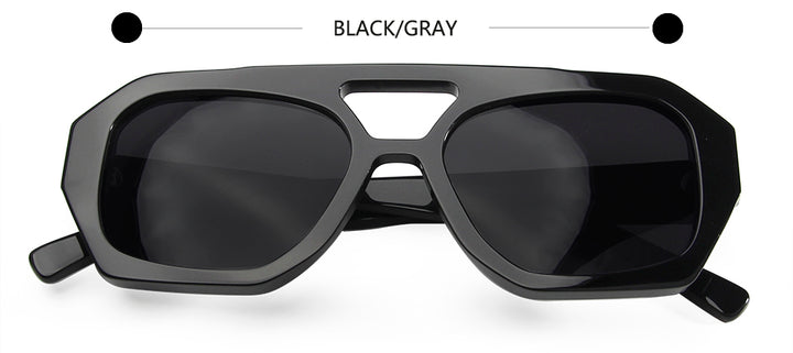Esnbie Unisex Full Rim Square Double Bridge Acetate Sunglasses 230381.