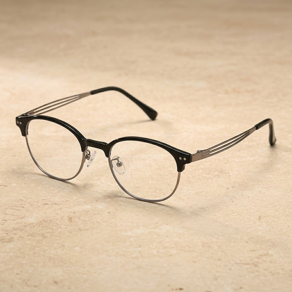 Kansept Unisex Full Rim Oval Tr 90 Metal Frames 180100 1801-BLACK
