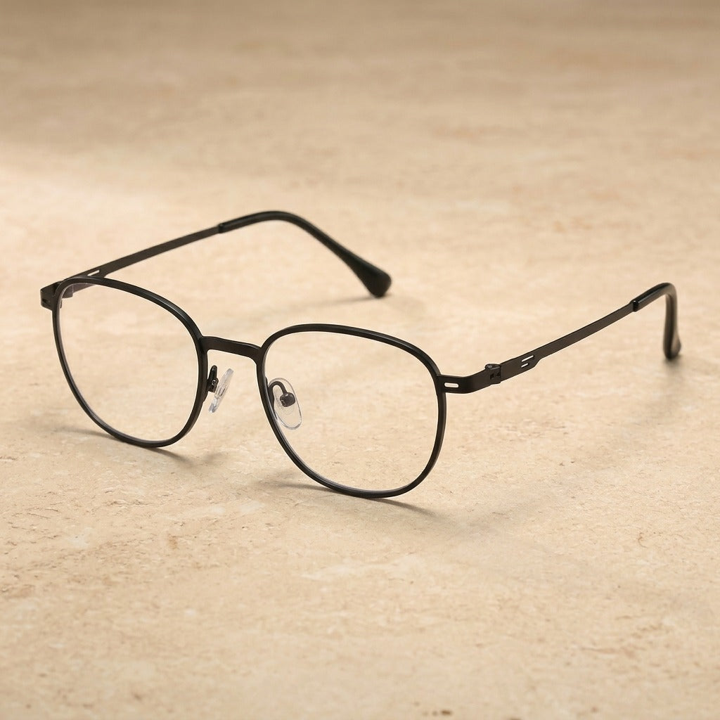 Kansept Unisex Full Rim Oval Round Steel Reading Glasses 72004 2004-BLACK