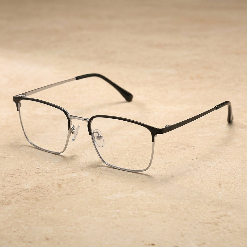 Kansept Unisex Full Rim Square Titanium Frames 202300 2023-BLACK SILVER