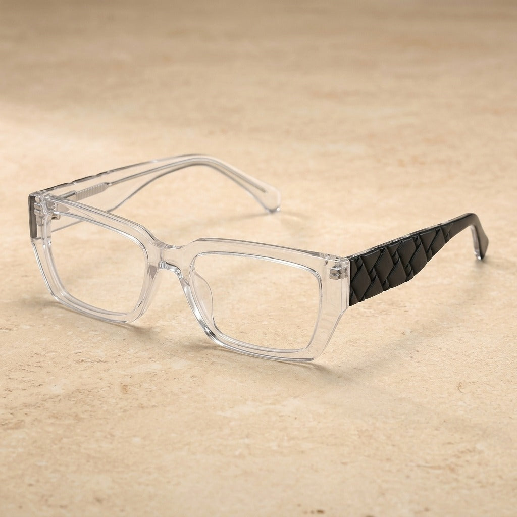 Kansept Unisex Full Rim Rectangle Tr 90 Frames 225800 2258-CRYSTAL