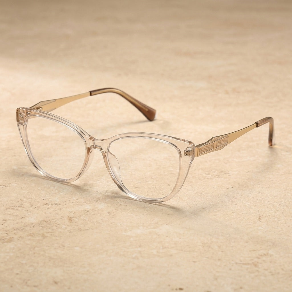 Kansept Women's Full Rim Oval Cat Eye Tr 90 Alloy Reading Glasses 527011 27011C2 GOLD