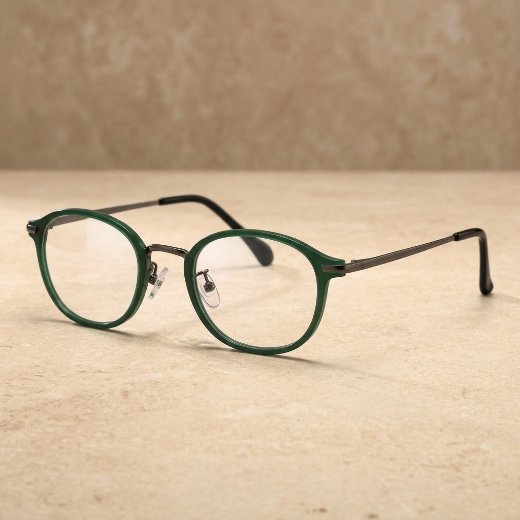 Kansept Women's Full Rim Round Tr 90 Titanium Frames 206100 2F61-GREEN