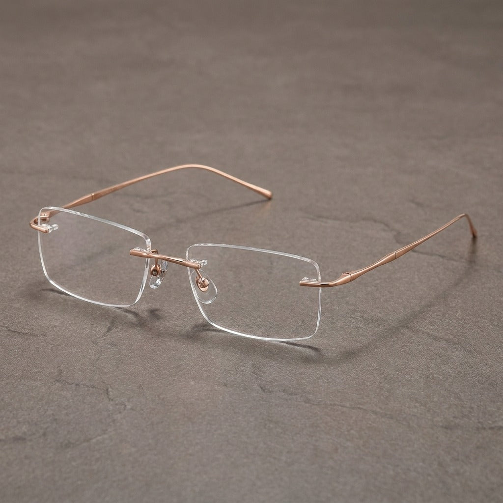 Kansept Women's Rimless Square Titanium Reading Glasses 742632 632-D-C4