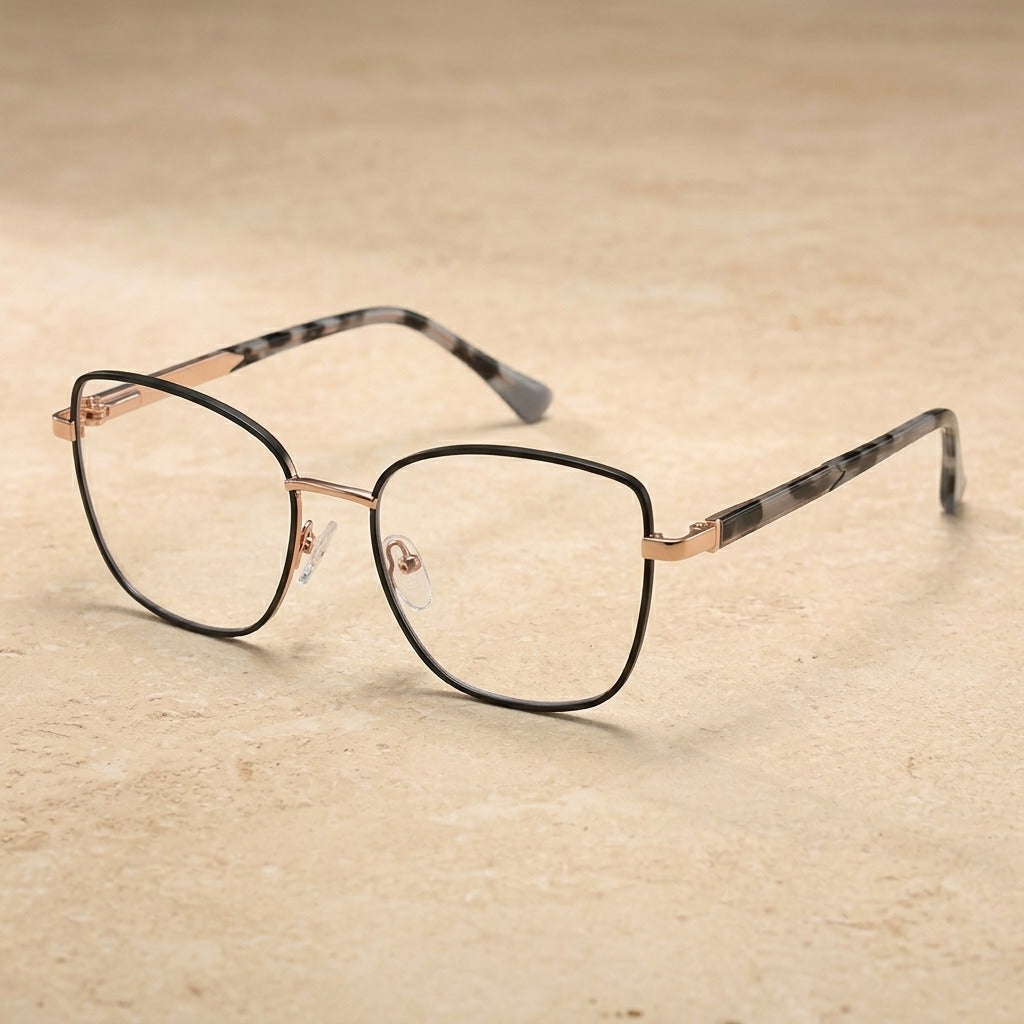 Kansept Women's Full Rim Oval Cat Eye Tr 90 Alloy Reading Glasses 68002 68002C1 BLACK
