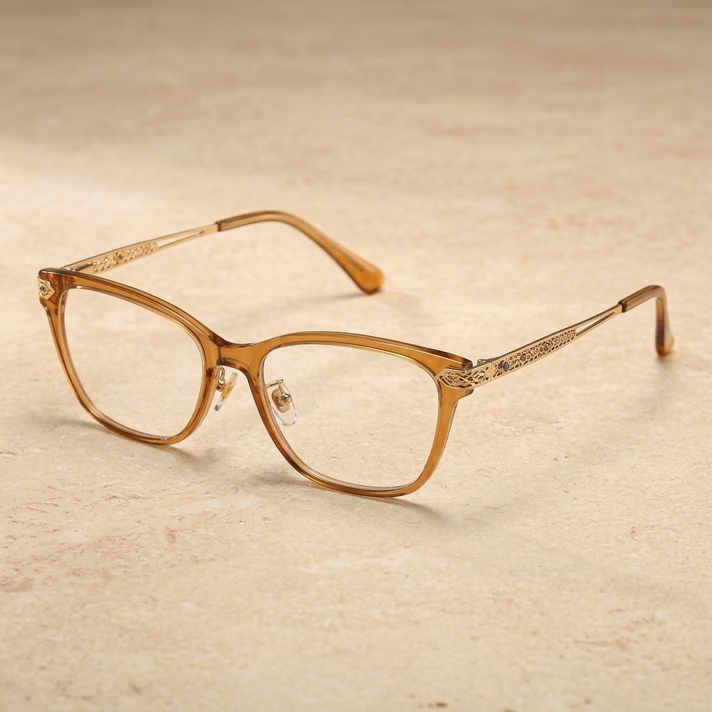 Kansept Unisex Full Rim Cat Eye Tr 90 Metal Frames 784000 7840-TEA
