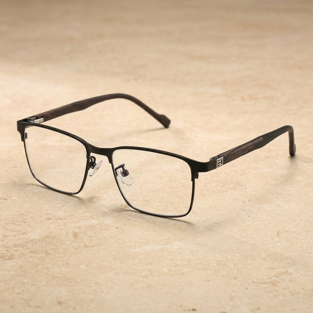 Kansept Women's Full Rim Square Steel Reading Glasses Clip On Sunglasses 59123 9123-BLACK