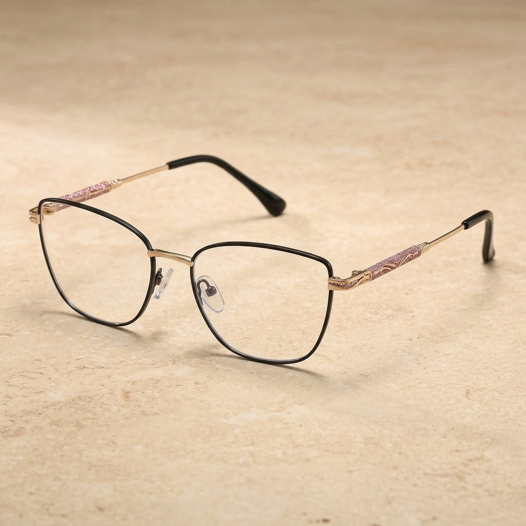 Kansept Unisex Full Rim Cat Eye Metal Frames 957610 95761-BLACK GOLD