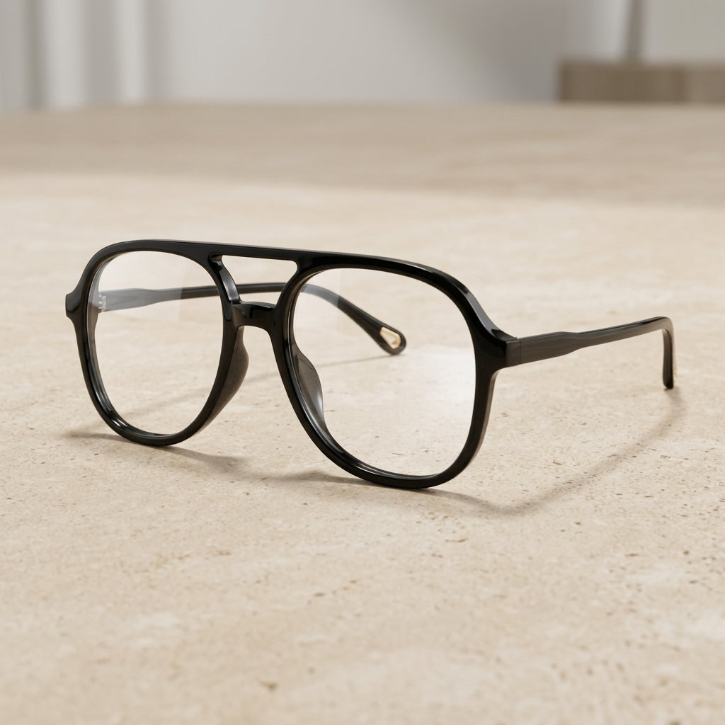 Kocolior Unisex Full Rim Square Double Bridge Tr 90 Reading Glasses 73312 - Black