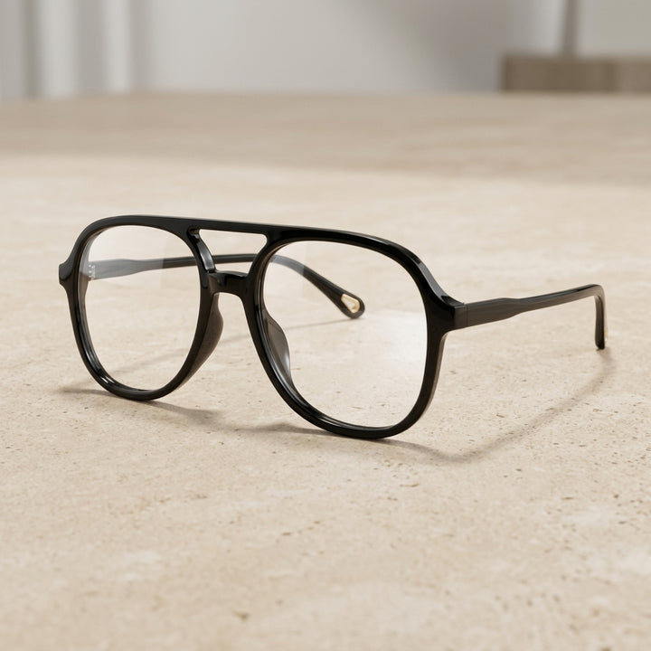 Kocolior Unisex Full Rim Square Double Bridge Tr 90 Reading Glasses 73312 - Black