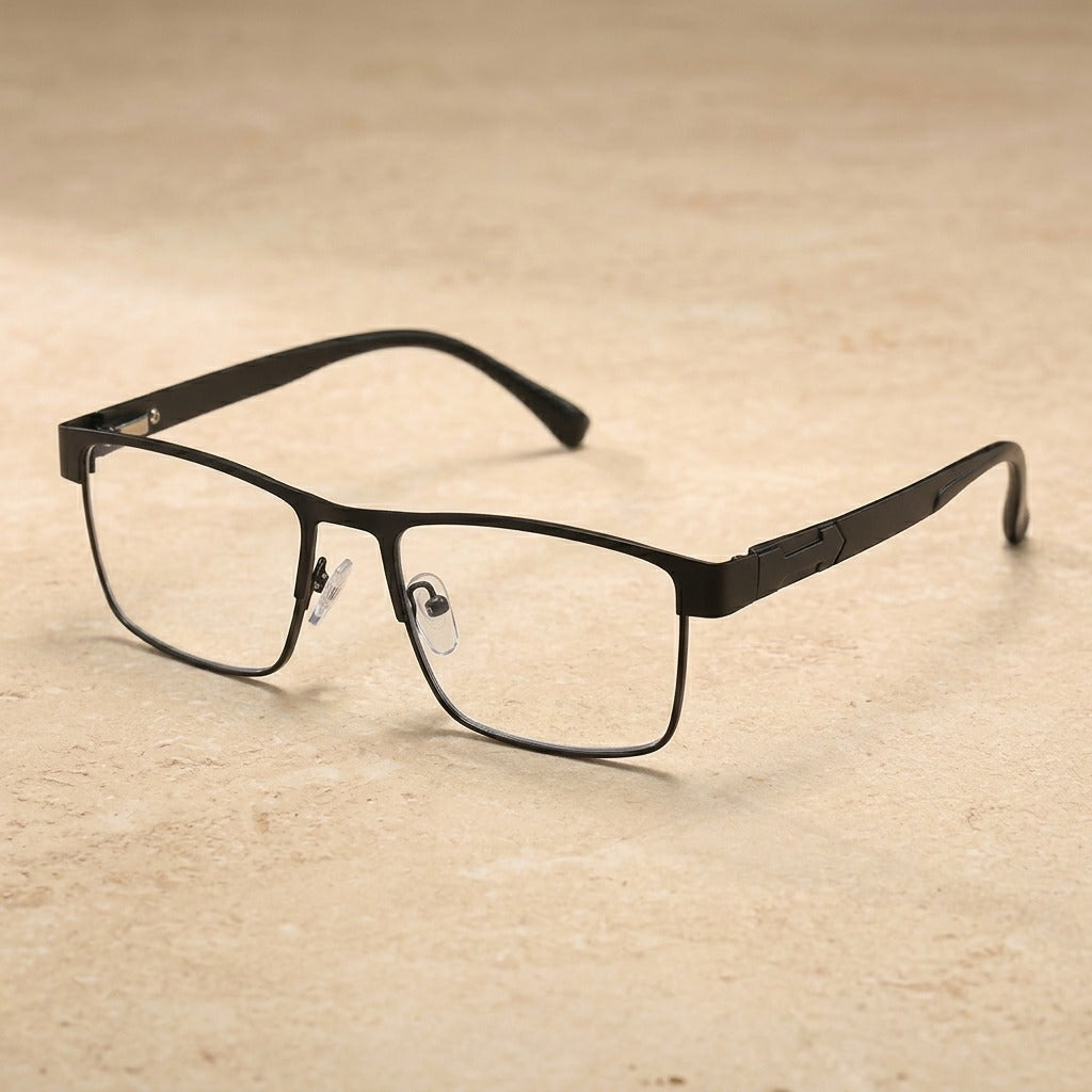 Kocolior 974070 Men's Full Rim Square Alloy Frames — Black