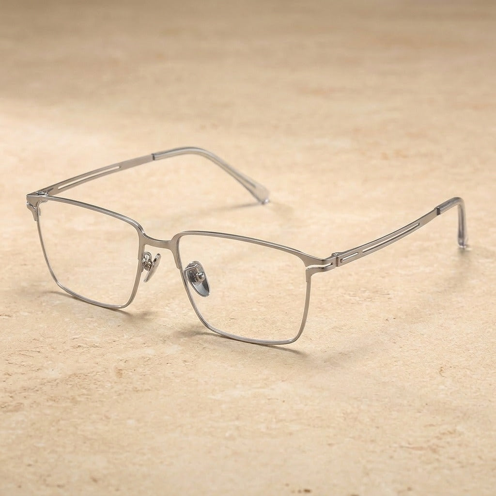 Kansept Men's Semi-Rim Square Browline Alloy Reading Glasses 66008 — view 2 | Kansept at FuzWeb
