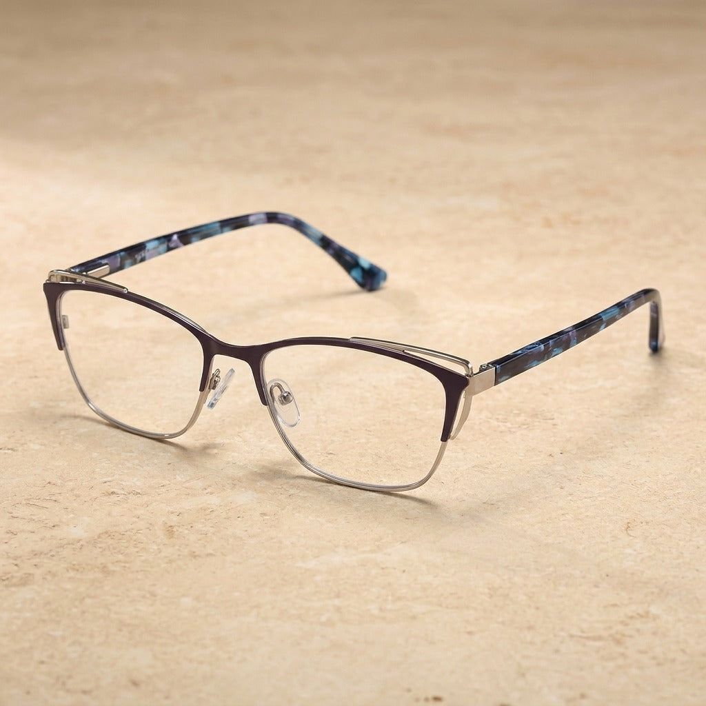 Kansept Women's Full Rim Cat Eye Stainless Steel and Acetate Reading Glasses 8805 — view 2 | Kansept at FuzWeb