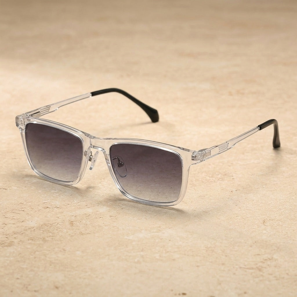 Kansept Unisex Full Rim Square Tr 90 Alloy Reading Glasses Clip On Sunglasses 57703 CG7703C5 CRYSTAL