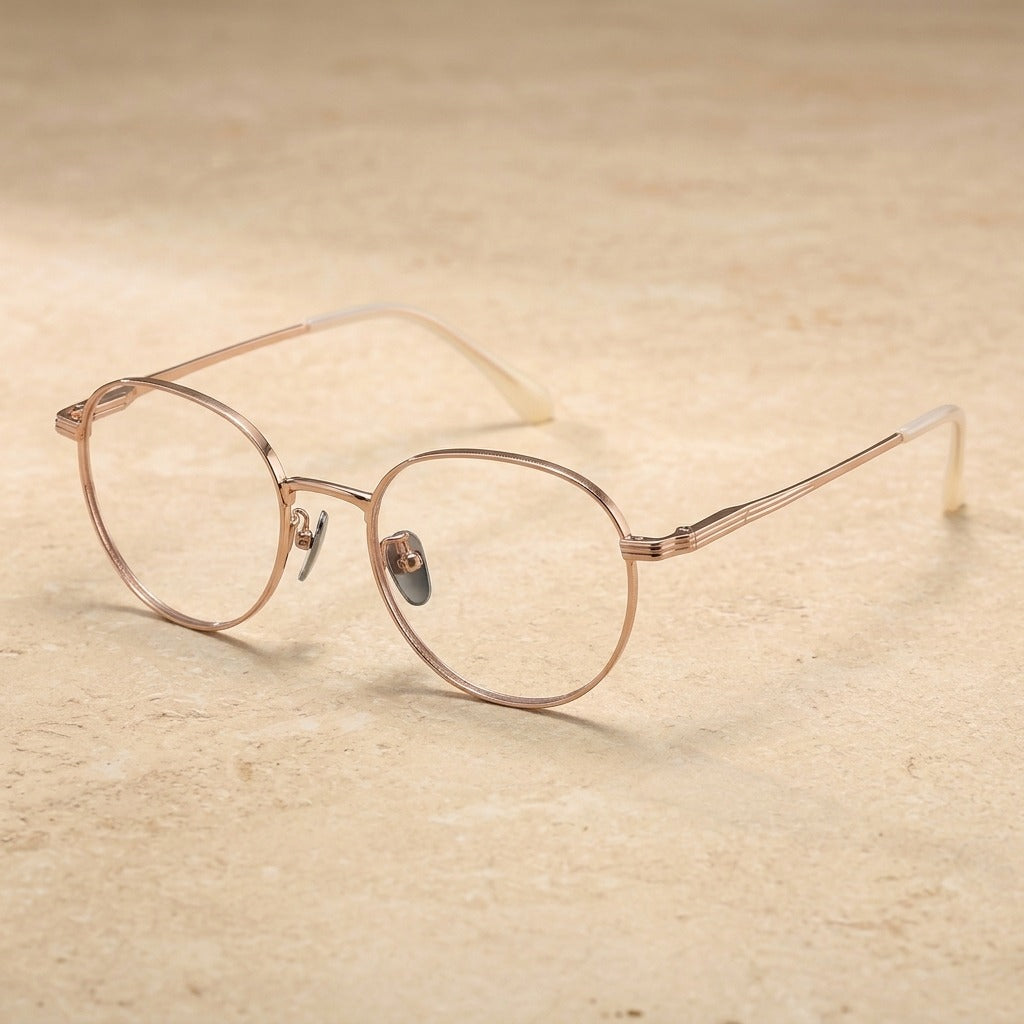 Kansept Unisex Full Rim Round Titanium Frames 266000 CT-266 ROSE GOLD