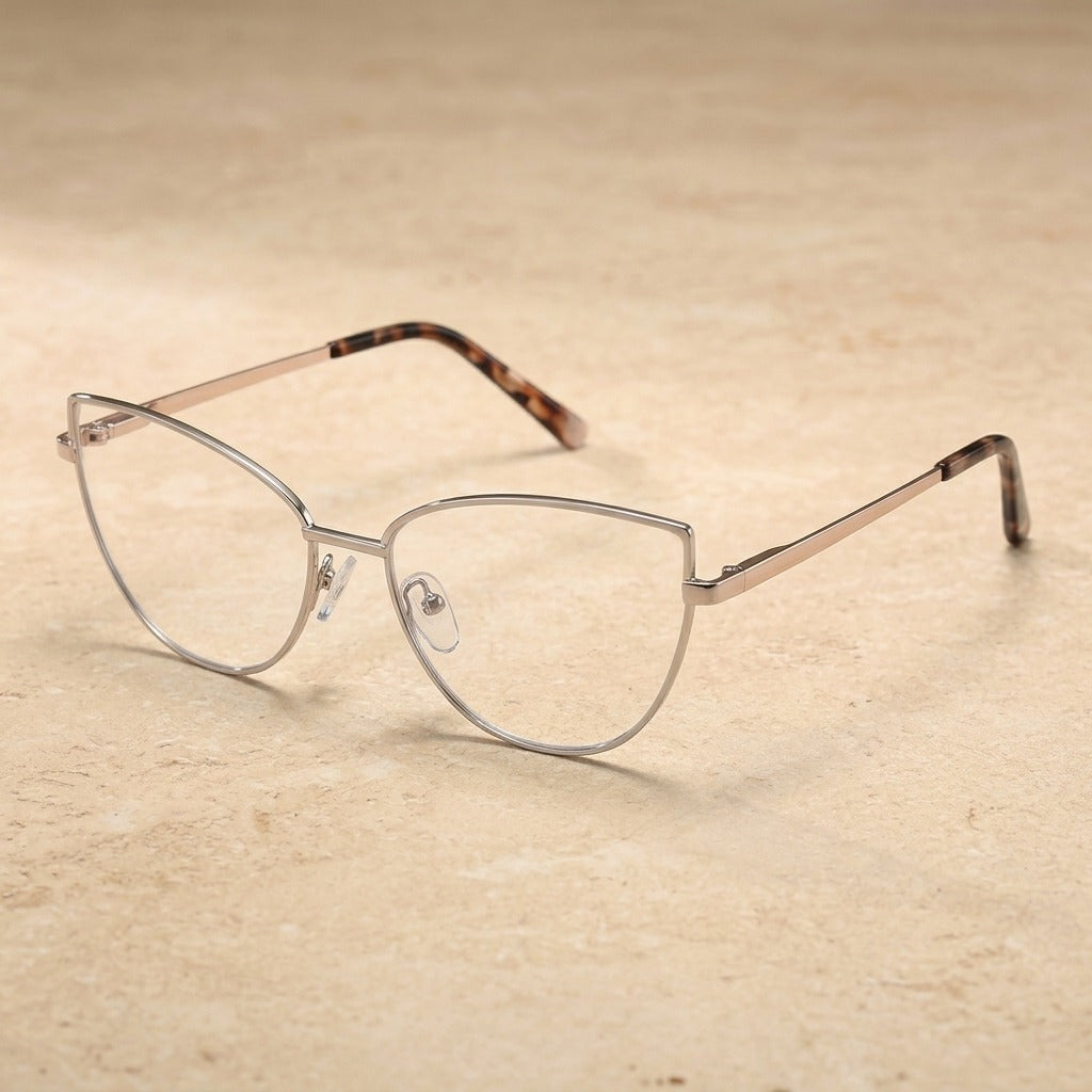 Kansept Women's Full Rim Oval Cat Eye Alloy Reading Glasses 791571 FK1571C1 BROWN
