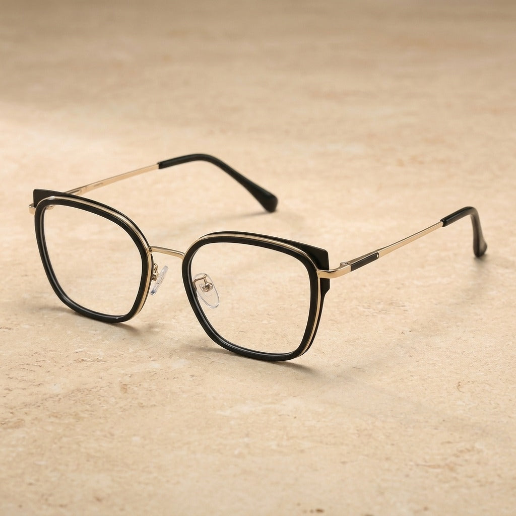 Kansept Women's Full Rim Square Tr 90 Alloy Reading Glasses 72110 GR2110-BLACK