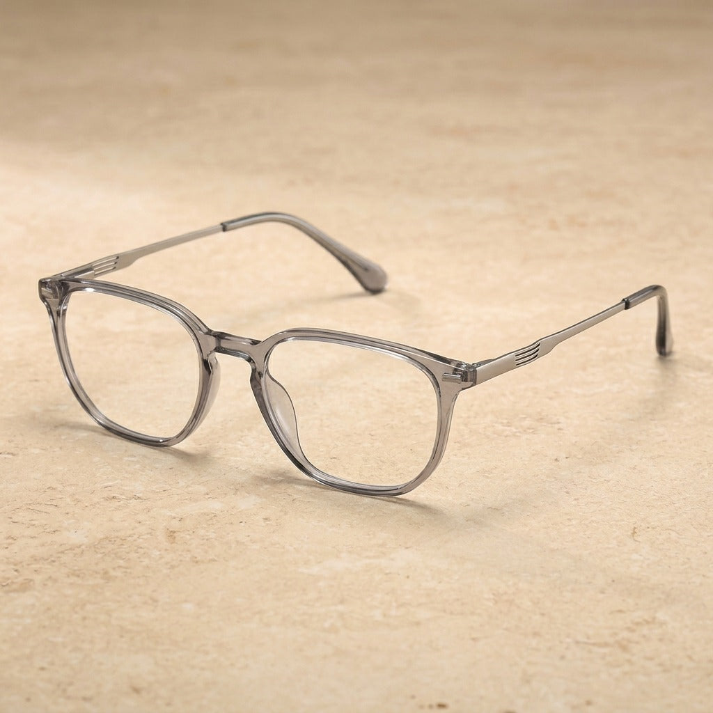 Kocolior 691001 Unisex Full Rim Square Tr 90 Titanium Frames — Gray