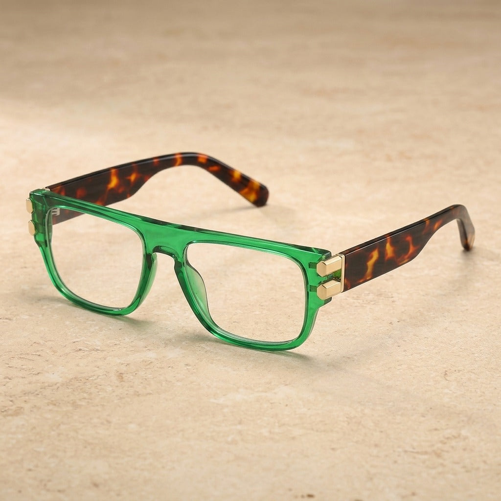 Kocolior 234200 Unisex Full Rim Square Brow Line Big PC Frames — Green