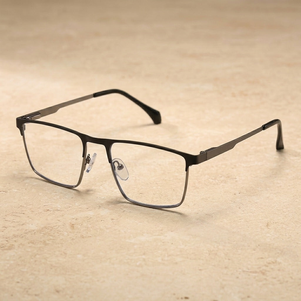 Kocolior 254600 Unisex Full Rim Square Brow Line Titanium Frames — Gun