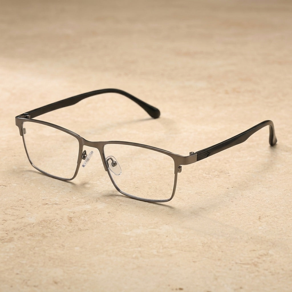 Kocolior 619474 Unisex Full Rim Square Brow Line Alloy Frames — Gun