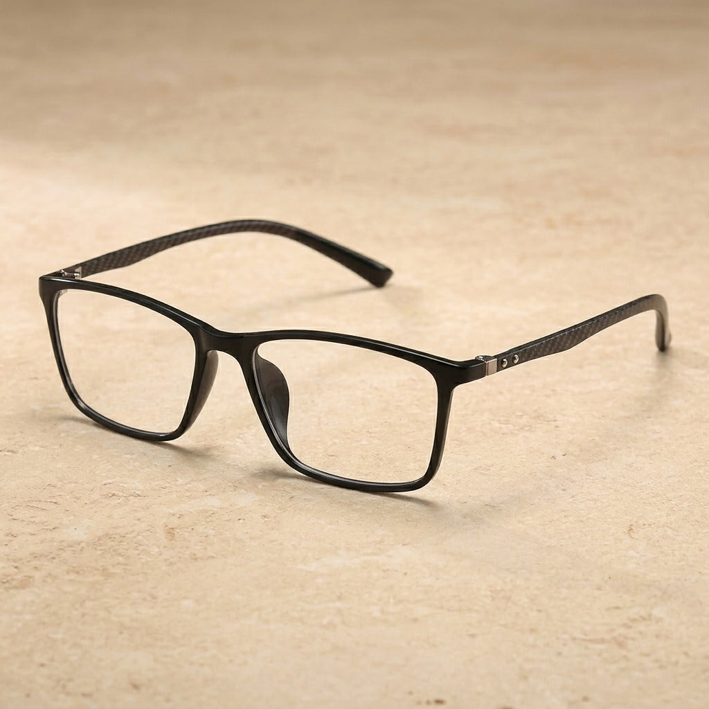 Kansept Women's Full Rim Square Tr 90 Carbon Fiber Reading Glasses 230017 H0017C1 BLACK