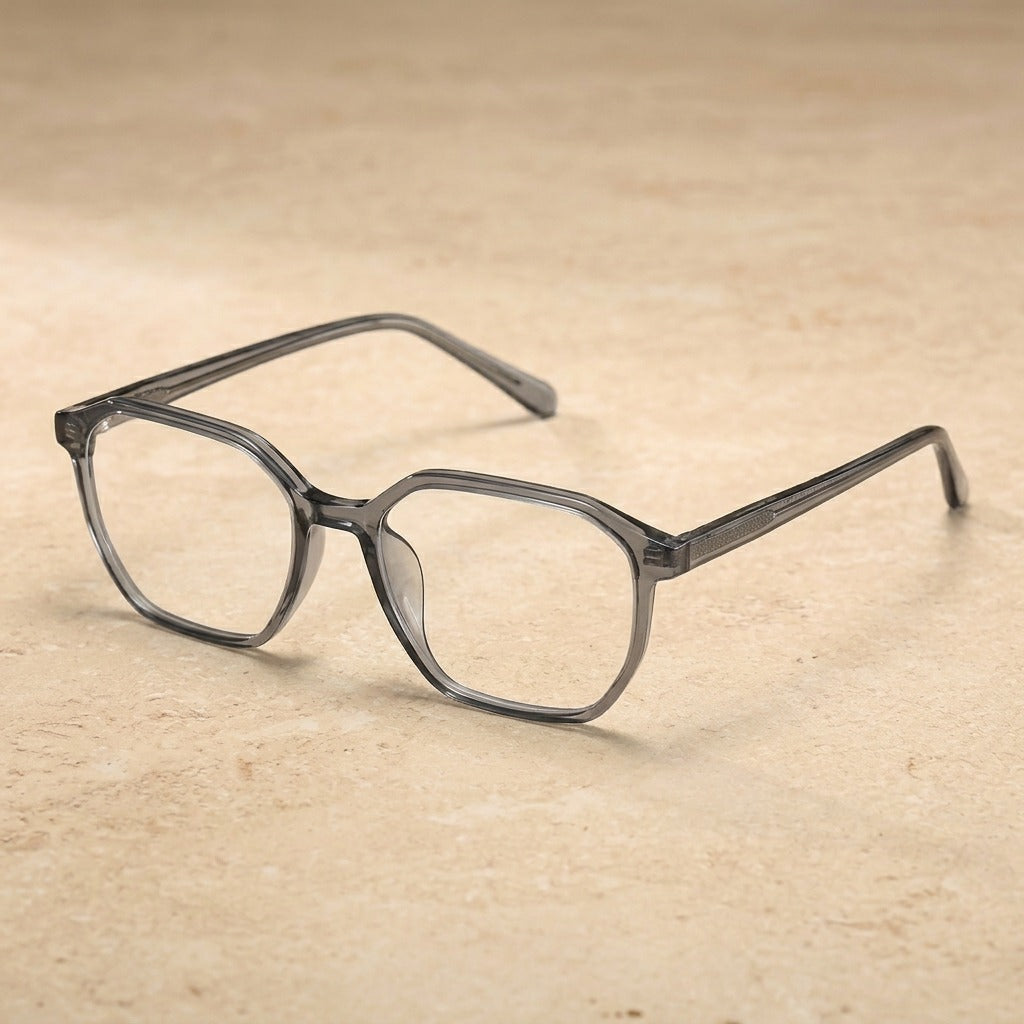 Kansept Unisex Full Rim Polygon Square Tr 90 Acetate Reading Glasses 29189 K9189C2 GRAY