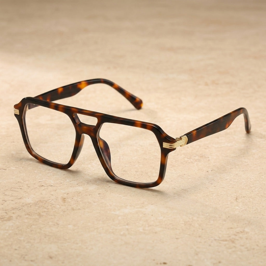 Kocolior 225900 Unisex Full Rim Square Double Bridge Tr 90 Frames — Leopard