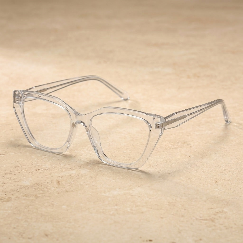 Kansept Women's Full Rim Cat Eye Tr 90 Alloy Reading Glasses 62036 LS036C2 CRYSTAL